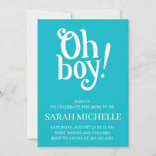 Blue Oh boy! Baby Shower Invitation