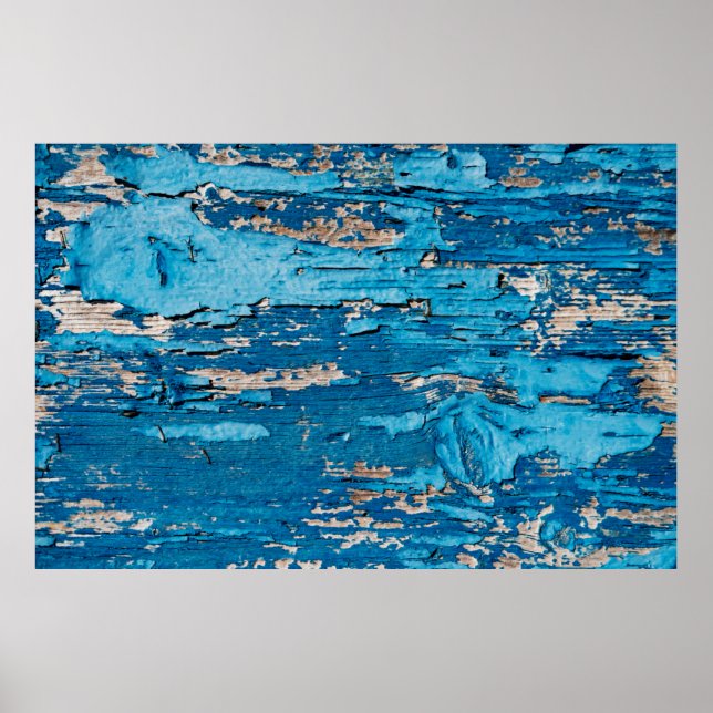 Blue old wooden background  poster (Front)