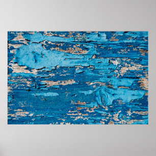 Blue old wooden background poster