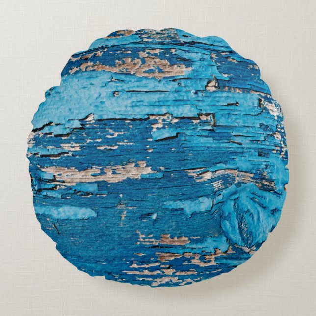 Blue old wooden background  round cushion (Front)