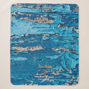 Blue old wooden background sherpa blanket
