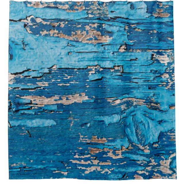Blue old wooden background  shower curtain (Front)