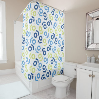 Blue Olive Floral Pattern Design Shower Curtain