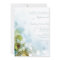 Blue olive green foliage birds wedding invitation