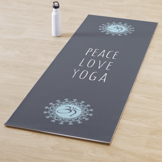 Blue Om & Mandala Peace Love Yoga Yoga Mat (In Situ)