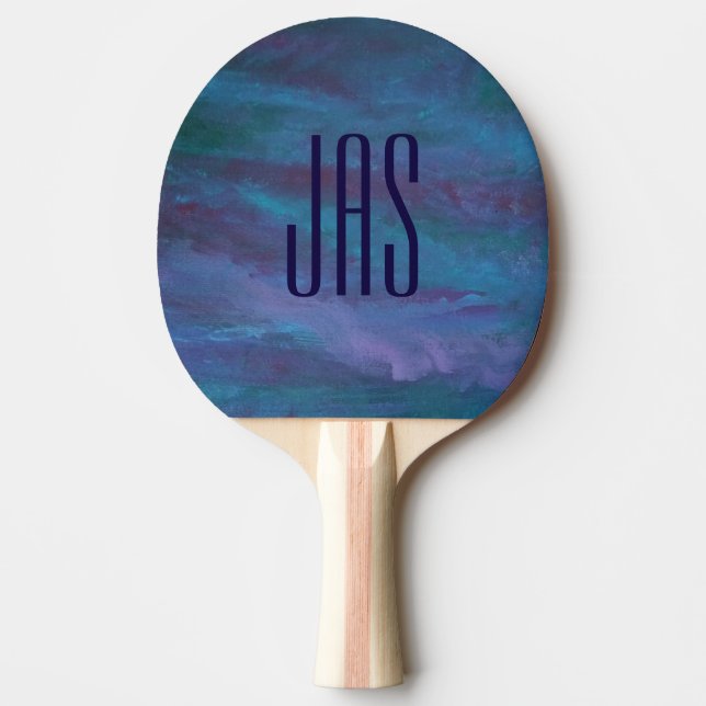 Blue Ombre Abstract | Turquoise Teal Purple Custom Ping Pong Paddle (Front)