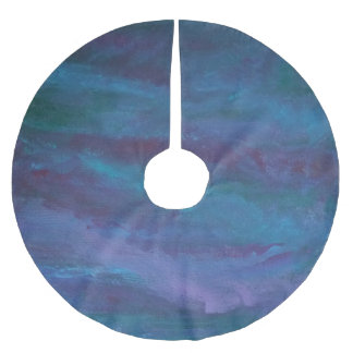 Blue-Ombre Abstract | Turquoise Teal Violet Purple Brushed Polyester Tree Skirt
