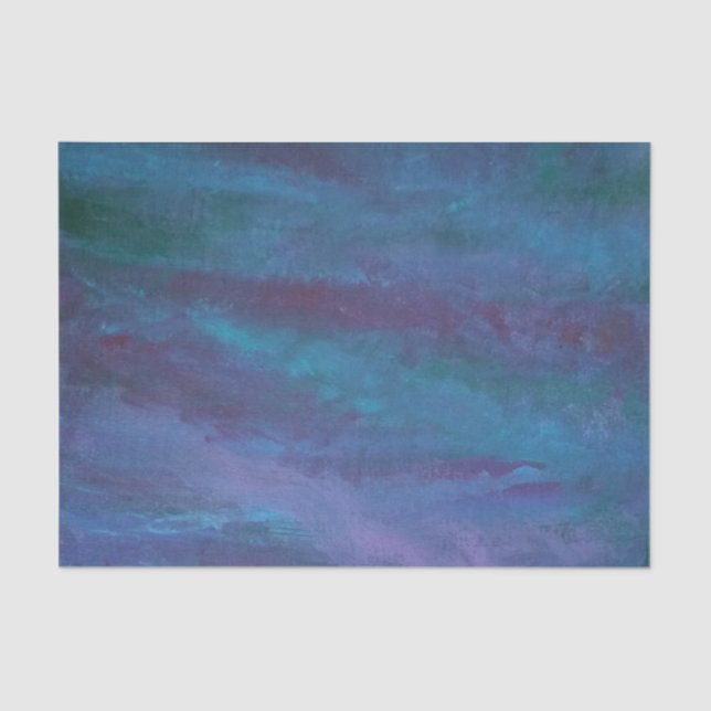 Blue-Ombre Abstract | Turquoise Teal Violet Purple Tissue Paper (Front)