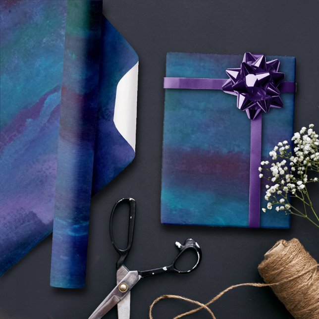 Blue-Ombre Abstract | Turquoise Teal Violet Purple Wrapping Paper (Creator Uploaded)