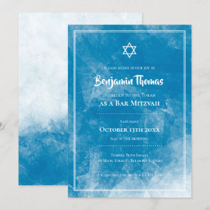 Blue Ombre Bar Mitzvah Invitation