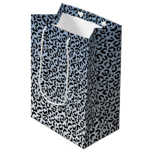 Blue Ombre Black Leopard Print Medium Gift Bag