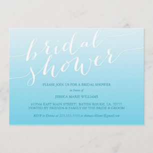 Blue Ombre Bridal Shower Invitation