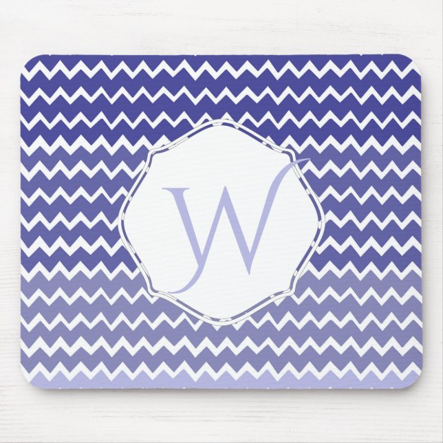 Blue Ombre Chevron Personalised Mouse Pad (Front)