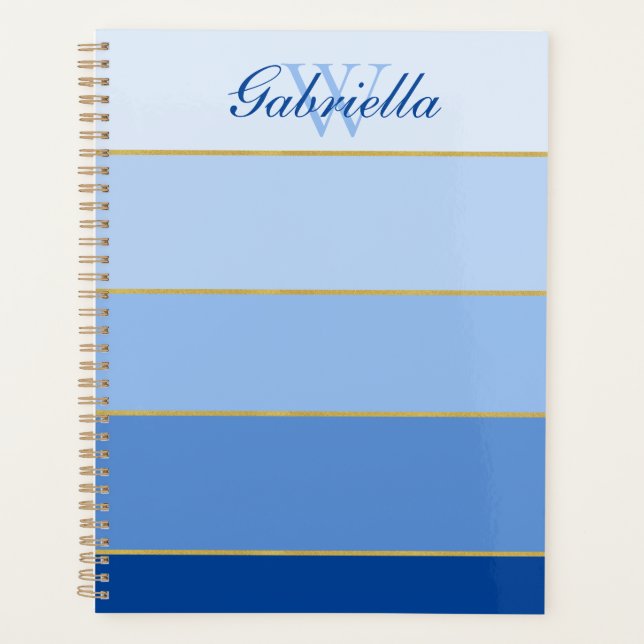 Blue Ombre Colour Block Personalised Planner  (Front)