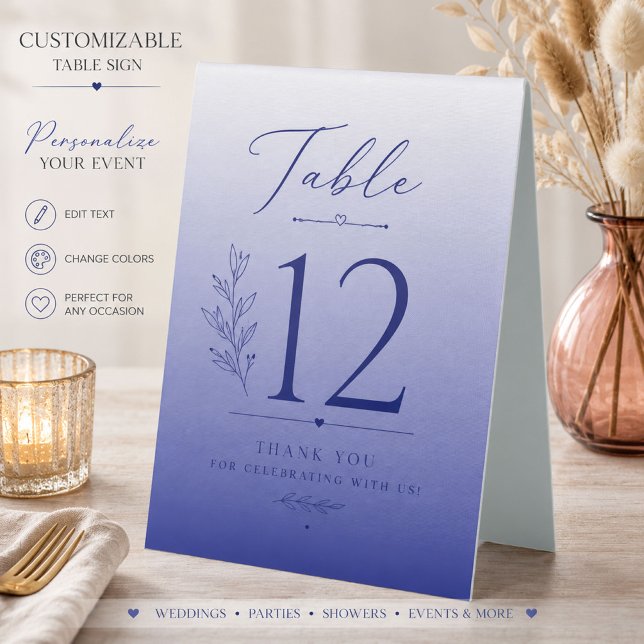 Blue Ombre Custom Event Table Sign (Creator Uploaded)