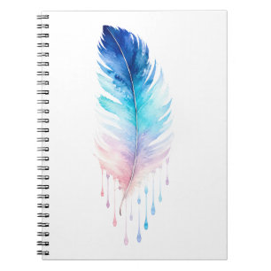 Blue Ombre Feather Watercolor Notebook