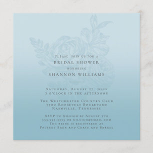 Blue Ombre Floral Bridal Shower Invitation
