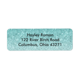 Blue Ombre Glitter Custom Print Address Label