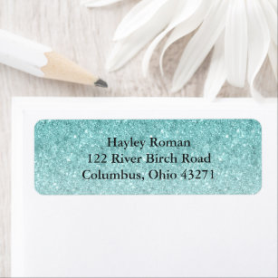 Blue Ombre Glitter Custom Serif Address Label