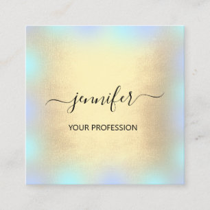 Blue Ombré Gold Ombre  Professional Makeup. Square Business Card
