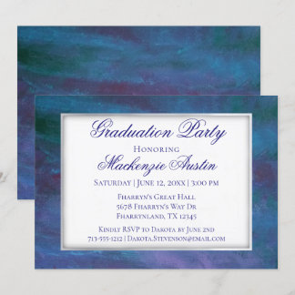 Blue-Ombre Graduation | Turquoise Violet Purple Invitation