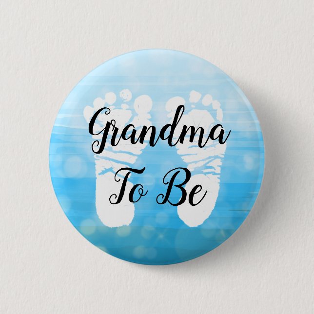 Blue Ombre Grandma to be Baby Shower Gift   Button (Front)