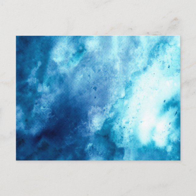 Blue Ombre Inkblot Splatter Watercolor Pattern Postcard (Front)