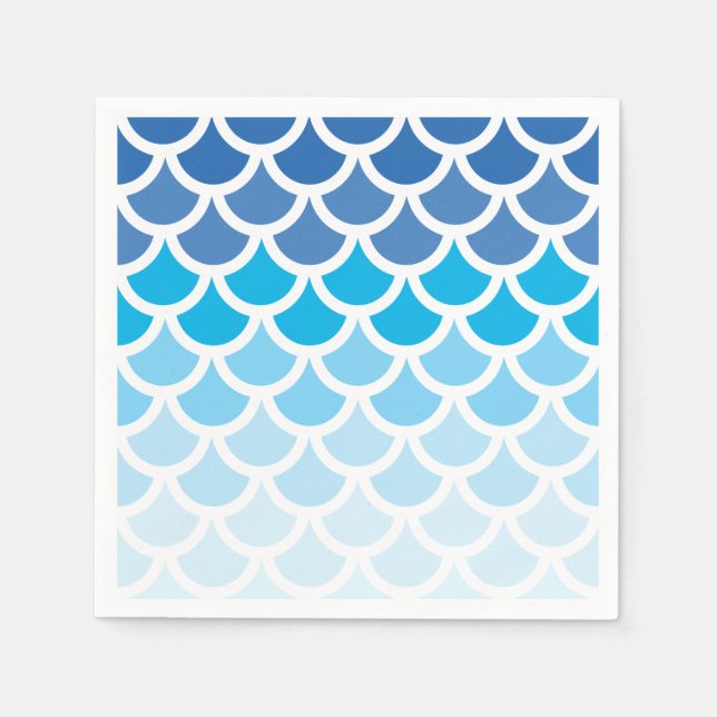Blue Ombre Mermaid Scales Napkin (Front)
