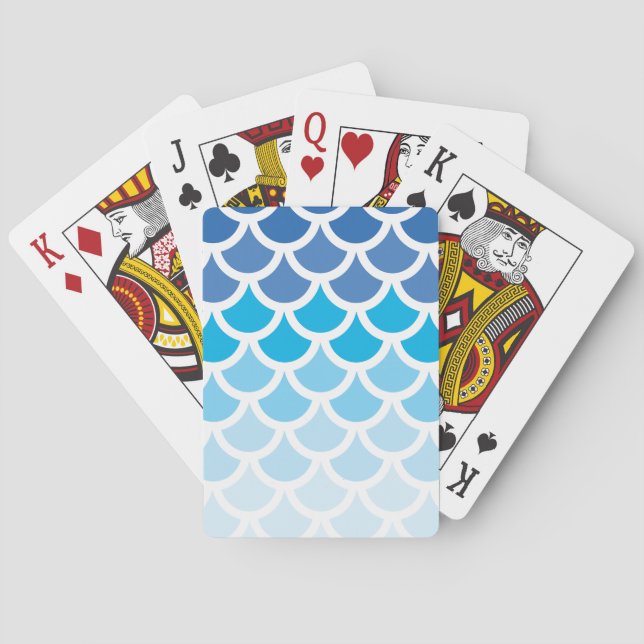 Blue Ombre Mermaid Scales Playing Cards (Back)