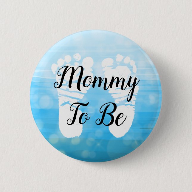 Blue Ombre Mom to be Baby Shower Gift Button (Front)