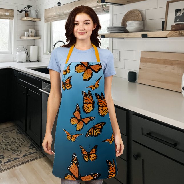 Blue Ombre Monarch Butterflies Apron (Creator Uploaded)