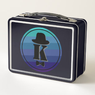 Blue Ombre Name Initial Monogram For Men Metal Lunch Box