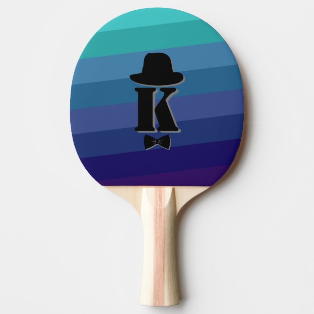 Blue Ombre Name Initial Monogram For Men Ping Pong Paddle (Front)