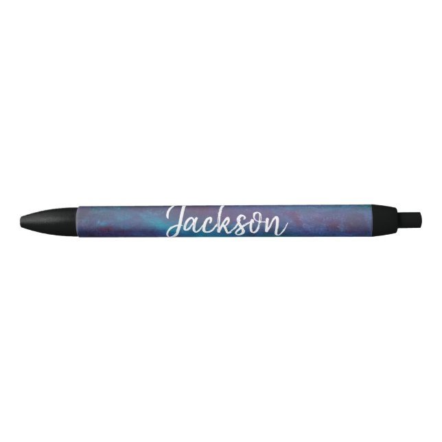 Blue-Ombre Office | Turquoise Teal Violet Purple Black Ink Pen (Front)