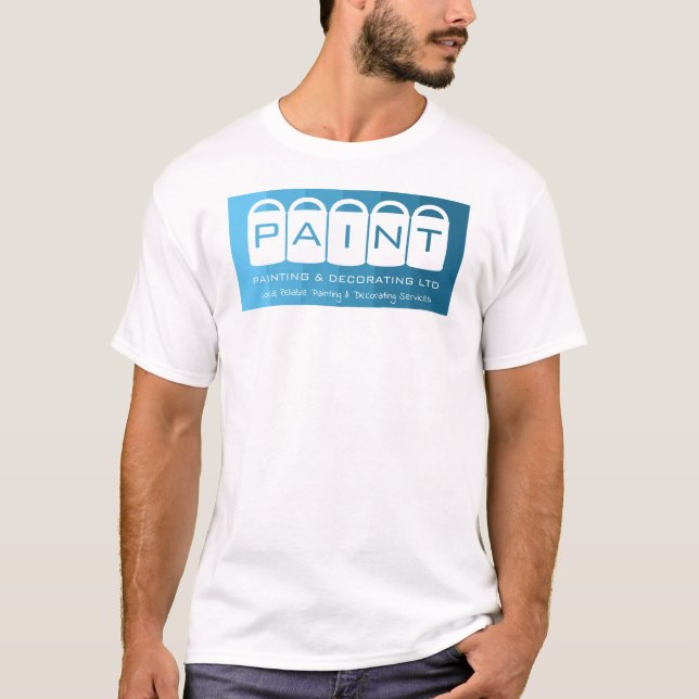 Blue Ombre, Paint Buckets, Painter & Decorator T-Shirt (Front)