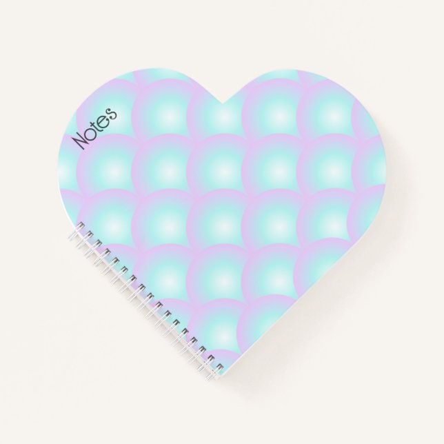 Blue Ombre Scallop Heart-Shaped  Notebook (Front)