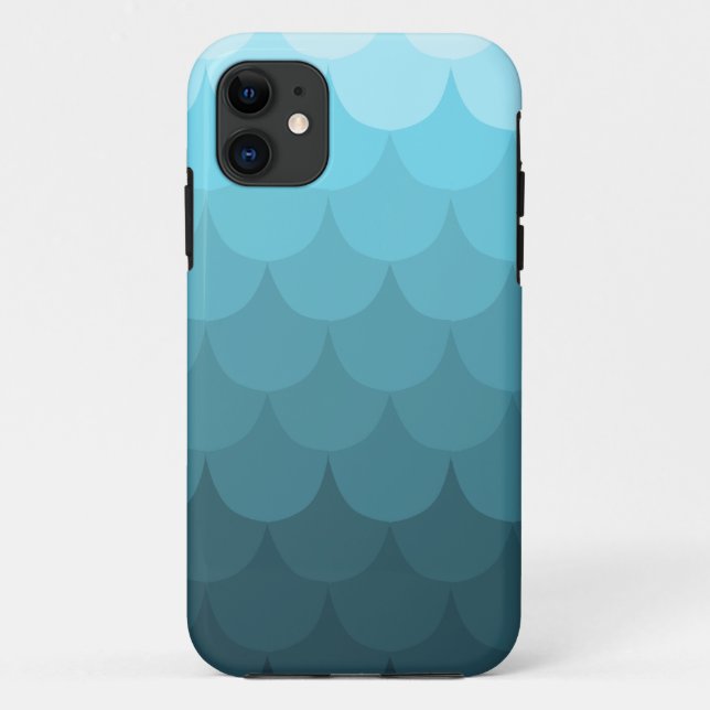 Blue Ombre Scallop Pattern Case-Mate iPhone Case (Back)