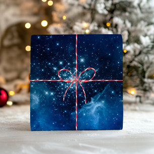Blue Ombre Sparkly Stars Celestial Mix Wrapping Paper Sheet