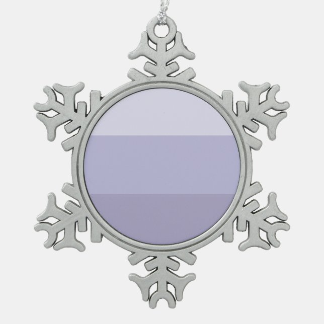 Blue Ombre Striped Snowflake Pewter Christmas Ornament (Front)