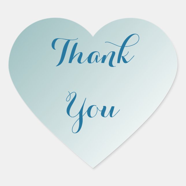 Blue Ombre Thank You Heart Sticker (Front)
