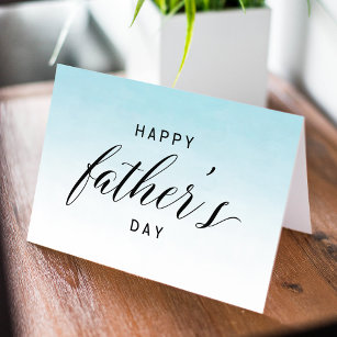 Blue Ombre Watercolor   Happy Father's Day Card