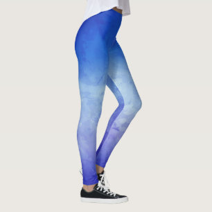 Blue Ombre Watercolor Leggings