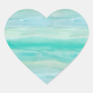 Blue Ombre Watercolor Wash Pattern Heart Sticker