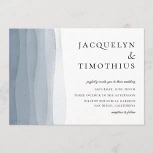 Blue Ombre Watercolor Wedding Invitation