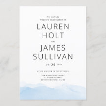 Blue Ombre Watercolor Wedding Invitation