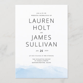 Blue Ombre Watercolor Wedding Invitation