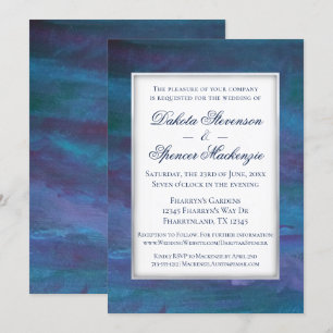 Blue-Ombre Wedding   Turquoise Teal Violet Purple Invitation