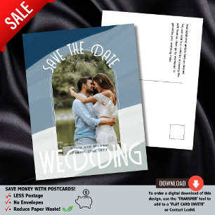 BLUE   On a Budget? Opt for Photo Save The Date 2 Postcard