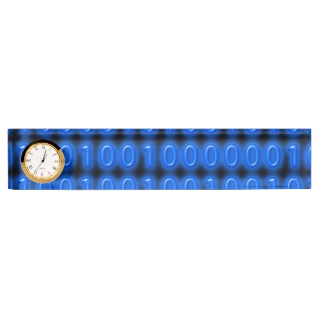 Blue on Black Binary Code Nameplate (Front)