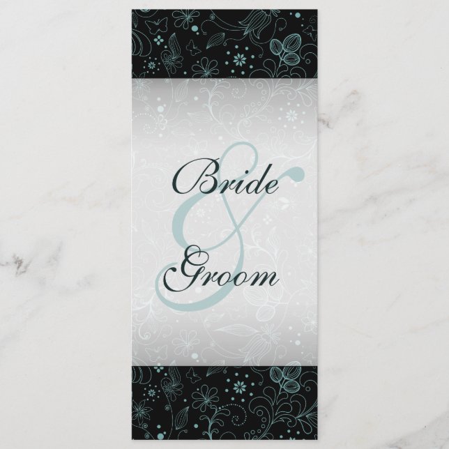 Blue on Black Floral Border Program Programme (Front)